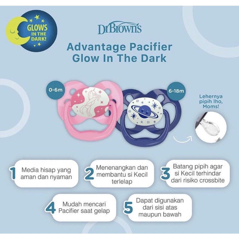 Dr.Brown Pacifier Advantage Glow in the dark isi 2