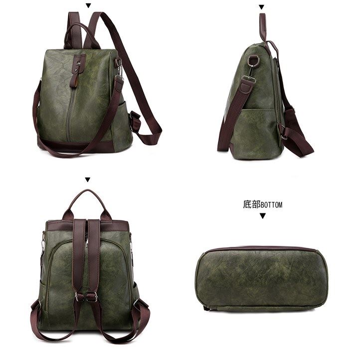 BJ2495 - BLACK/BROWN/GRAY/GREEN - TAS RANSEL BACKPACK KULIT SINTETIS FASHION WANITA BAGSTORE JAKARTA TERLARIS JT495 CR7551 BQ3087 LT1807