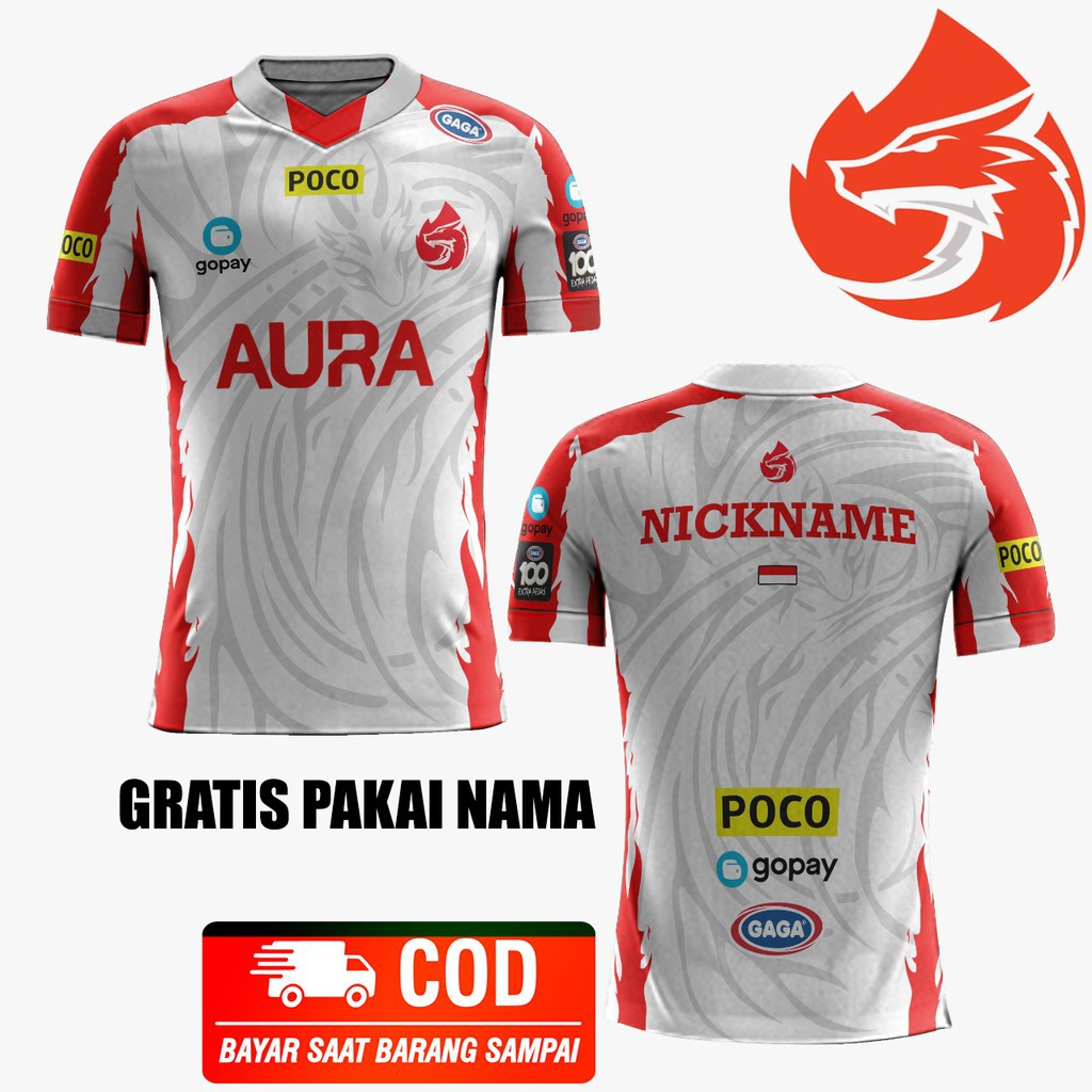 BISA COD!! Kaos Jersey Gaming Baju Team Aura Esports Terbaru Free Fire Mobile 2021 Terbaru New ff