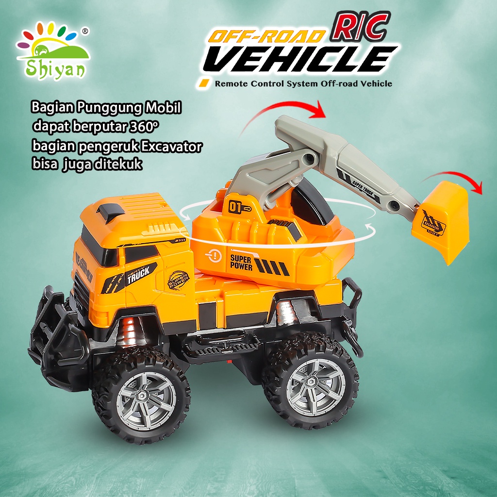 Mainan Anak Mobil Remote Control Excavator Baterai RC Truck Konstruksi Eskavator