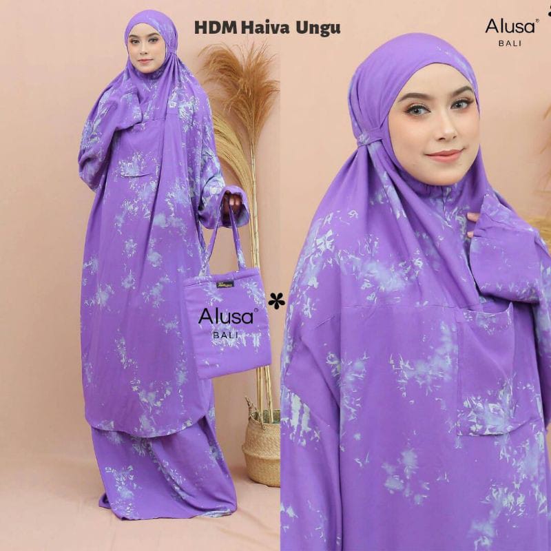 MUKENA BALI DEWASA HAIVA ORI ALUSA BERLENGAN RAYON JANGER TIEDYE JUMBO ISI TANGAN BY ALUSA
