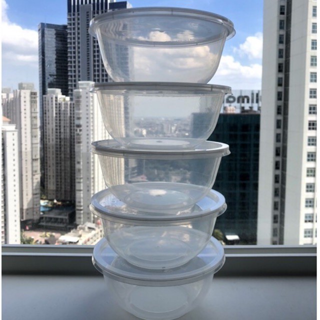 Thinwall Bulat Bening / Mangkok Plastik / Tempat Makan Plastik / Mika Bulat 1000ml