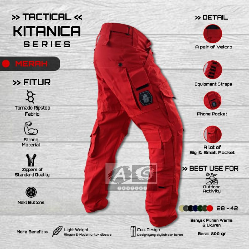 [LIMITED EDITION] CELANA KITANICA - CELANA TACTICAL - CELANA KITANIKA WARNA MERAH