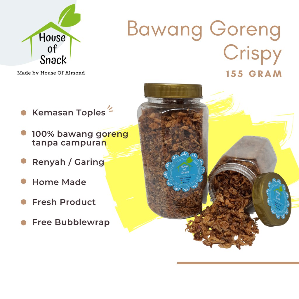 

Bawang goreng crispy 155gr (Kemasan Toples)