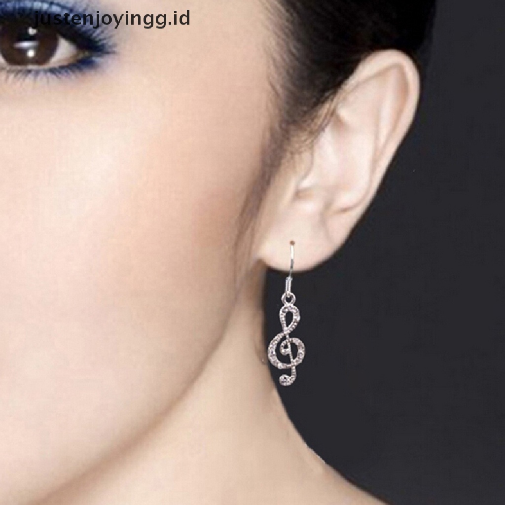 Anting Gantung Silver Model Not Musik Dengan Kristal Untuk Wanita