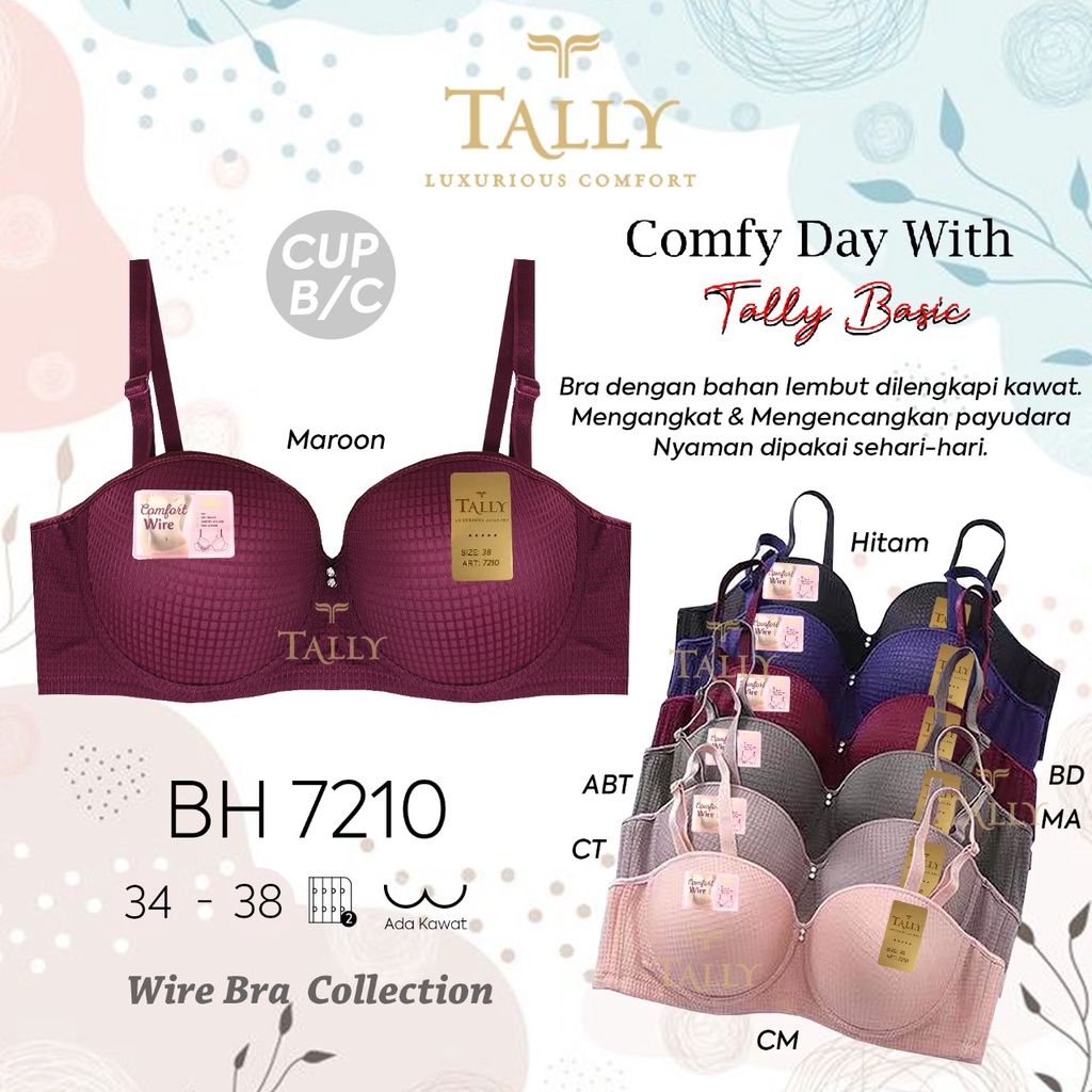 Bh Bra Tally 7210 / 8099 (Cup B-C) 1/2 Cup Half Cup | Busa Tipis Pakai Kawat |fjc