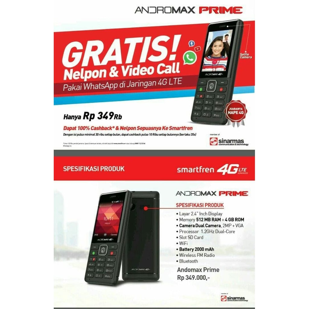 Best Price Handphone Smartphone 4G LTE Andromax Prime Kuota UNLIMITED  GARANSI  .