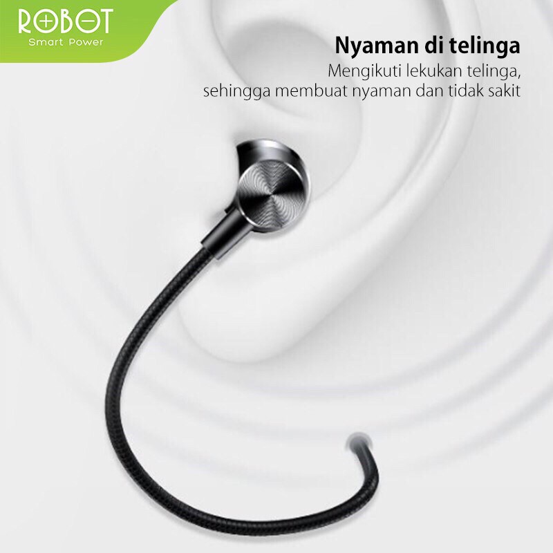 Headset earphone ROBOT RE101 RE101S Wired Earphone Bass Android iPhon Original - Garansi 1 Tahun