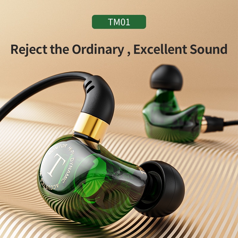 Tm-01 Earphone In ear HIFI Subwoofer Dengan Kabel + Mic + Jack 3.5mm Untuk Olahraga