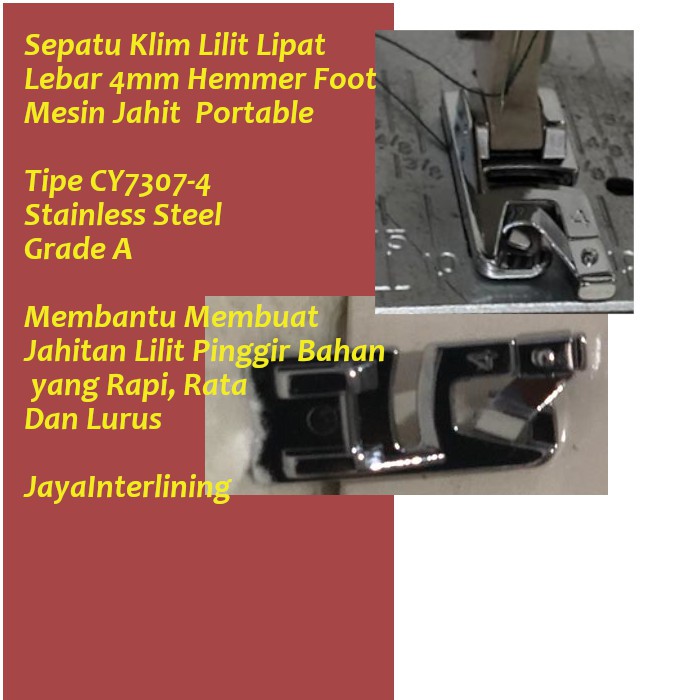 Sepatu KELIM Klim Lilit Lipat  Lebar 4mm Hemmer Foot  Mesin Jahit  Portable MURAH