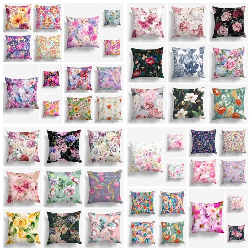 BANTAL SOFA PRINT MOTIF BUNGA FLORAL PASTEL BLOOMING 40X40 CM