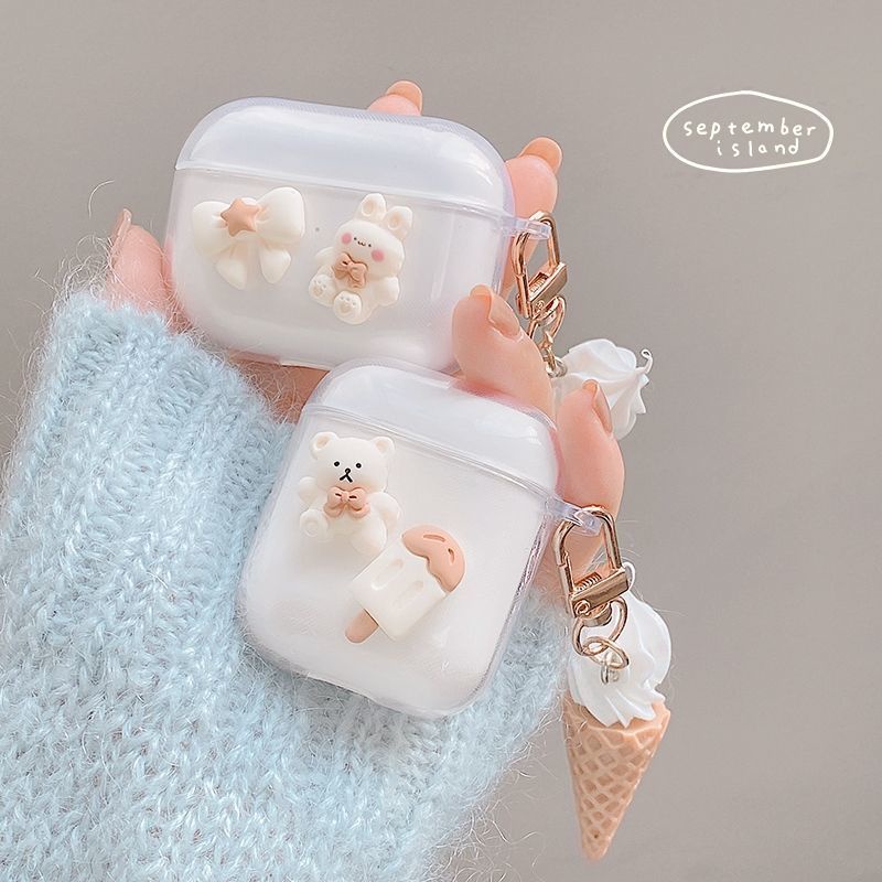 Fundas Ice Cream Lucu Kartun Soft tpu Case Kompatibel Untuk Sarung Airpods1 2 3 Pro