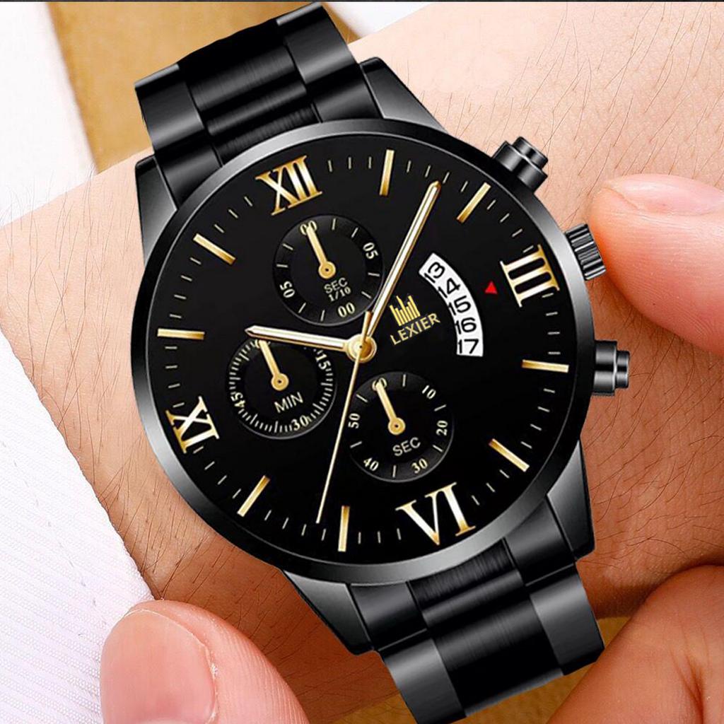 SANGCAKRA COD - Jam Tangan Pria Luxury Full Steel Sport Quartz Business Waterproof Casual Watch Stainless Steel Anti KaratKaca Tebal Tahan Gores Bercahaya Fitur Tanggal Aktif Angka Romawi Gaya Keren Trendy Kekinian Simple Elegan Mewah Berkualitas - J88