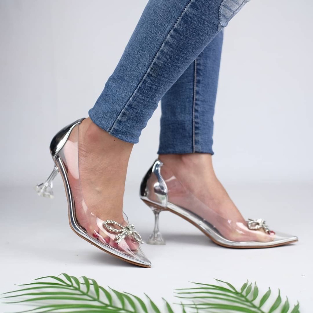 [7.7 Boombastis Sale⚡] - SEPATU WANITA AMS KACA GLASS HIGH HEELS AMS012 PREMIUM IMPORT