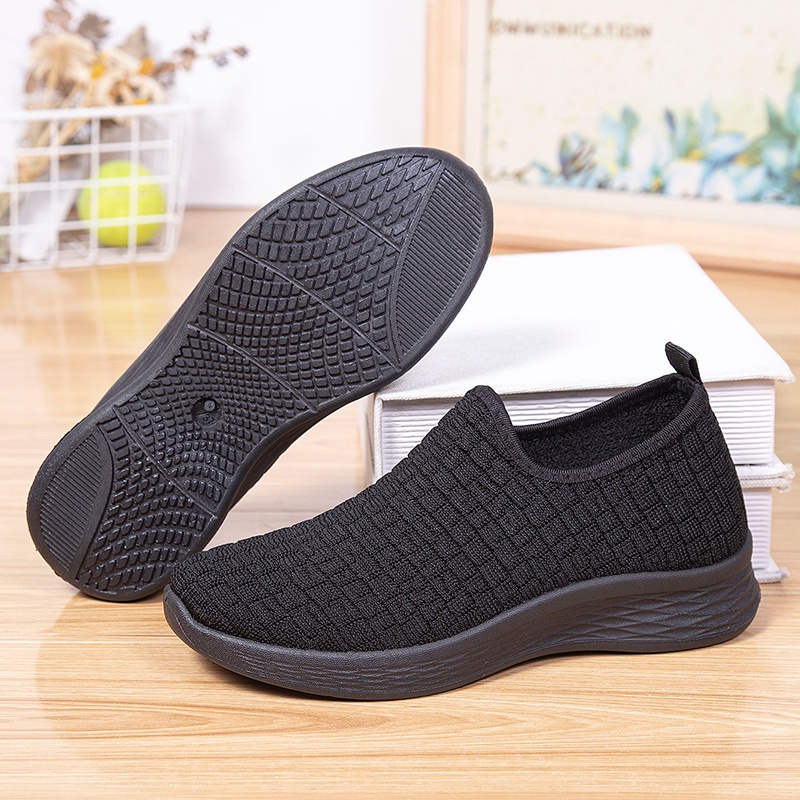 2022 baru sepatu impor wanita  rajut  premium bernapas olahraga bebas biaya kirim  Batavia Shoes Fashion Sneaker  Pink Hitam Grey Onlinemall kanvas P1/P2/P11-P12 BLACK