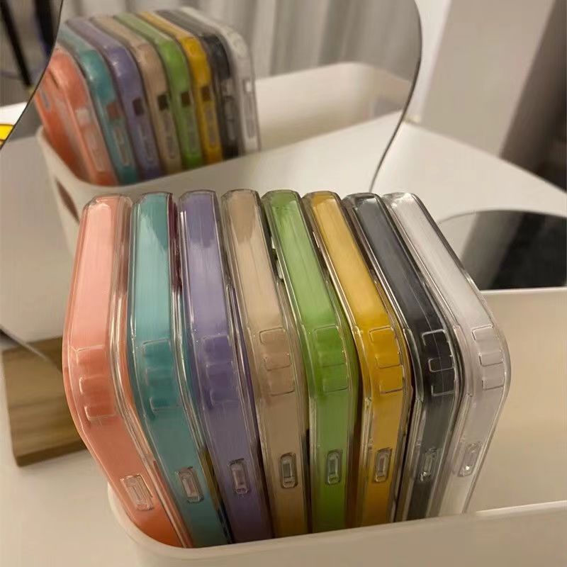 3 in 1 Soft Case TPU Transparan Warna Permen Cover iPhone 14 Pro Max 13 12 11 Pro Xs Max X Xr