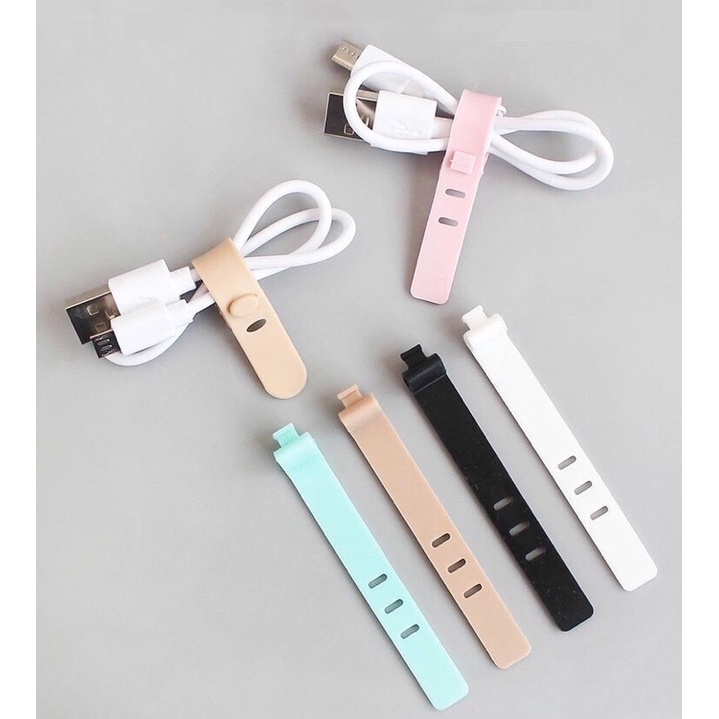 Pengikat Kabel Silikon Macaron Tie Strap Wrap Perapih Kabel Charger Earphone