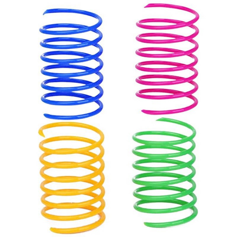 Hot Sale/4Pcs Plastik Warna-Warni Musim Semi Kucing Mainan Produk Pet/Kreatif Coil Spiral Springs Pet Mainan Interaktif/Perlengkapan Hewan Peliharaan