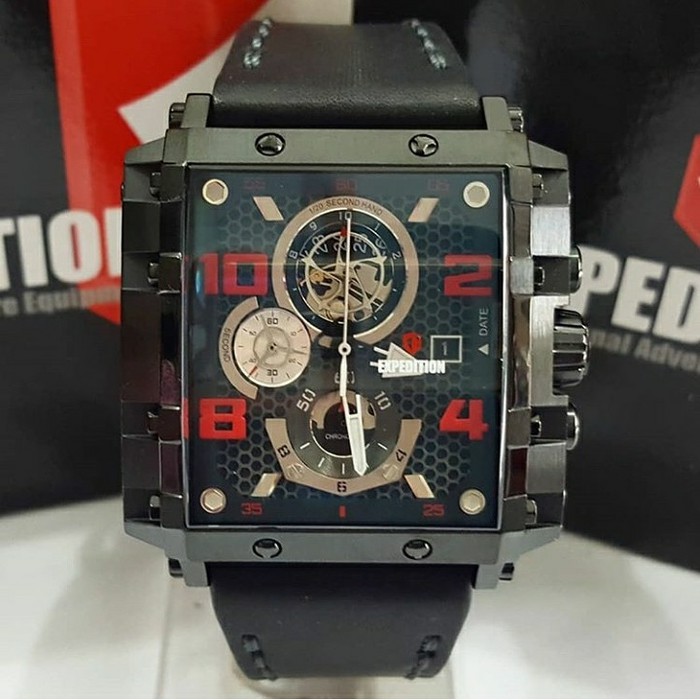 JAM TANGAN EXPEDITION WATCH 6757 PRIA BLACK RED ORIGINAL