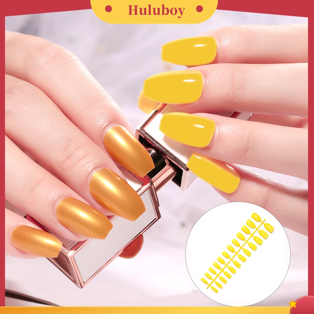 Huluboy Huluboy♡ 24pcs / Lembar Kuku Palsu Buatan Bahan Plastik Tahan Gores Tahan Jatuh Untuk Profesional