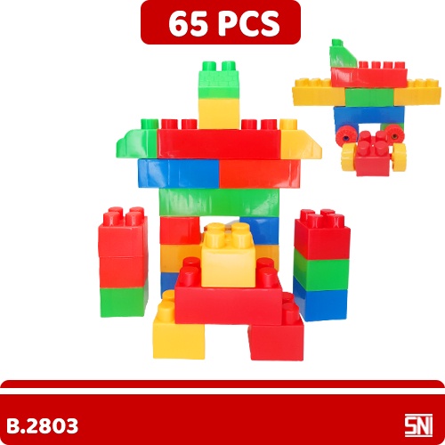 Mainan Edukasi Anak Blok/Mainan Edukatif Aank Block Troli Isi 65PCS 2803