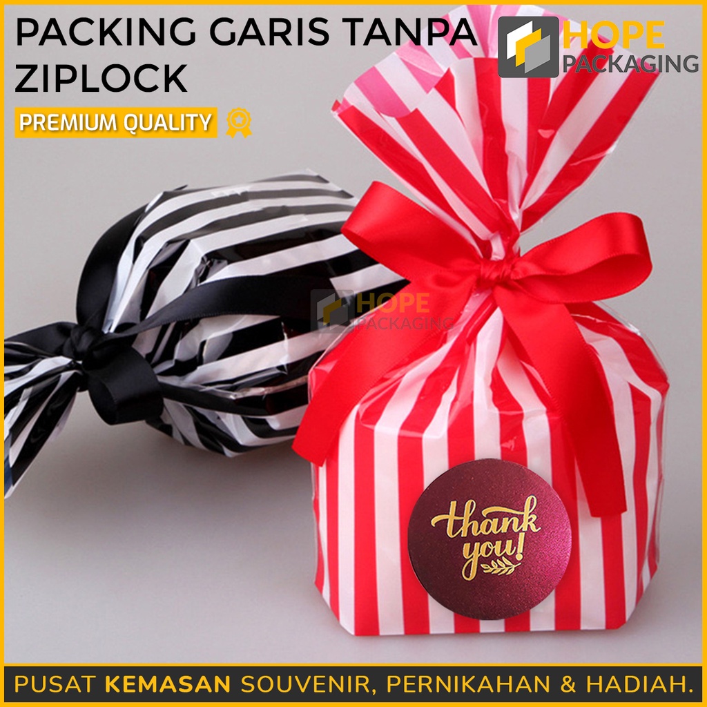 (5 PCS) Kemasan plastik opp motif Snack Line Garis 25 x 15 x 6 cm Plastik Cookies Makanan Lucu