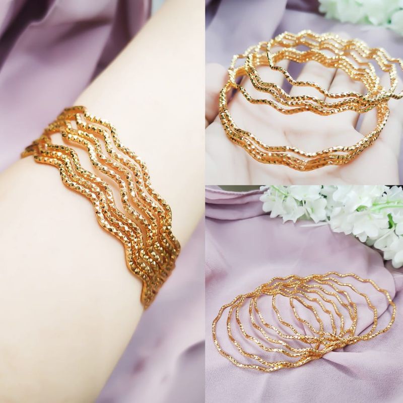 Gelang Keroncong Wanita Xuping Model Gelombang Lapis Emas