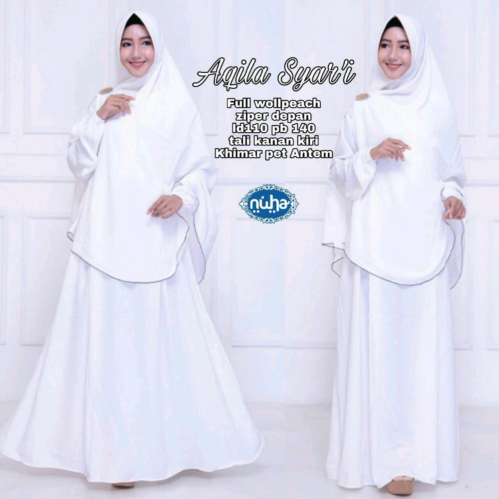 Unik gamis aqila syari putih Limited