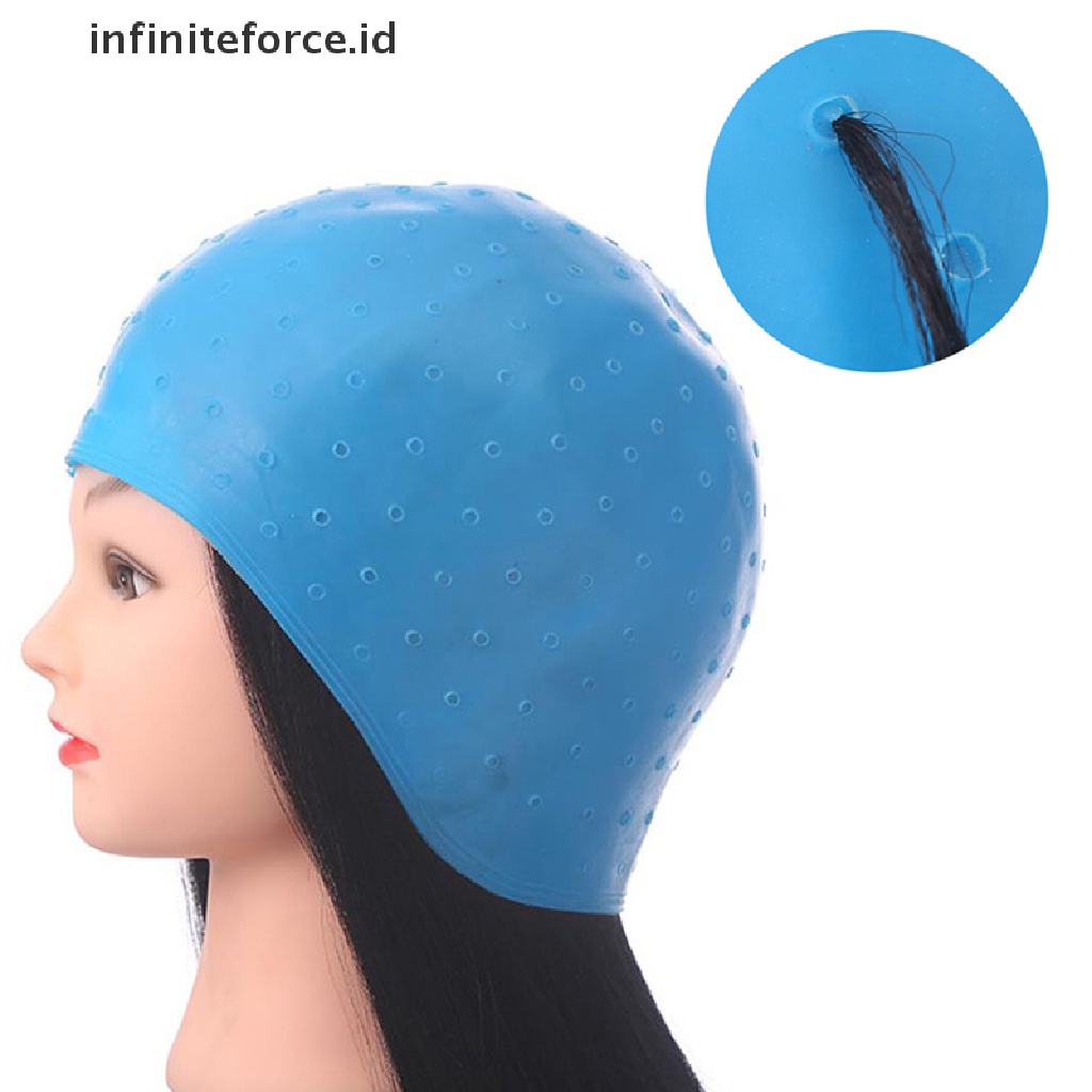 Infiniteforce.id Topi Pewarna Rambut Highlighting Warna Biru Dengan Jarum Silikon