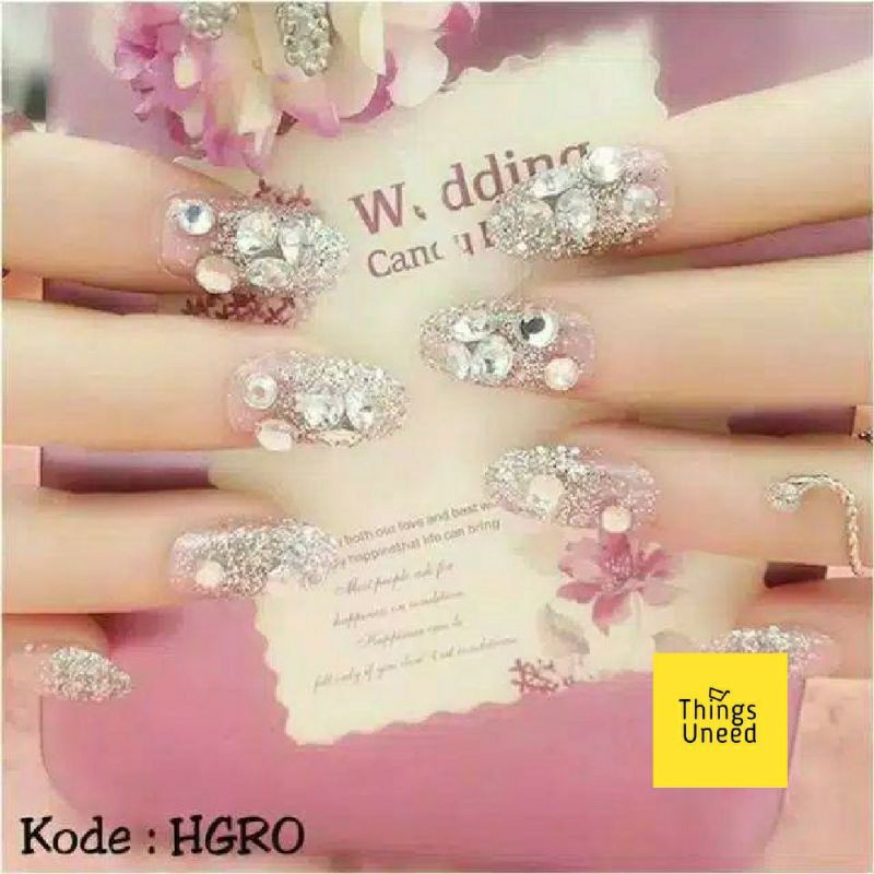 KUKU PALSU FAKE NAILS ART OVAL DAN KOTAK TERMASUK LEM TINGGAL TEMPEL ISI 24PCS