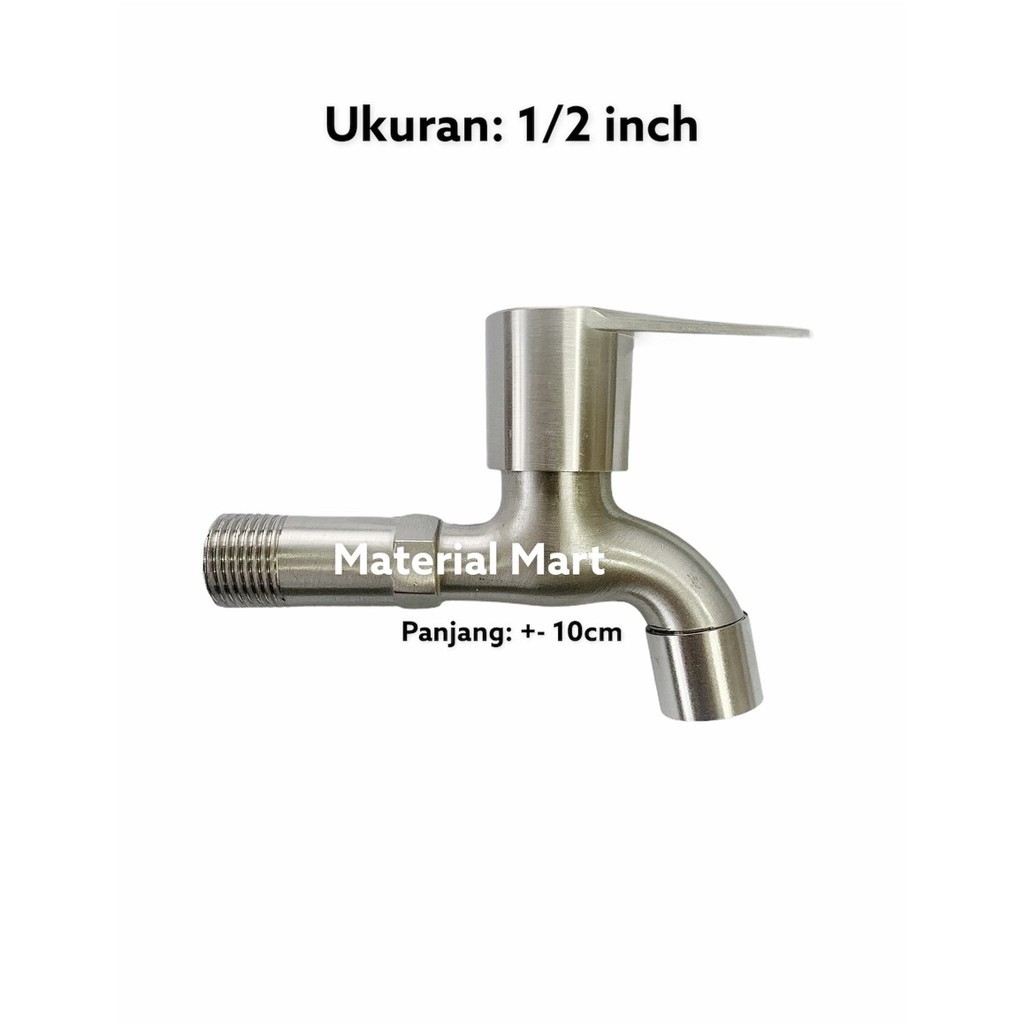 Keran Air Tembok Stainless 1/2 Inch | Kran Tembok Satin 1/2&quot; | Material Mart