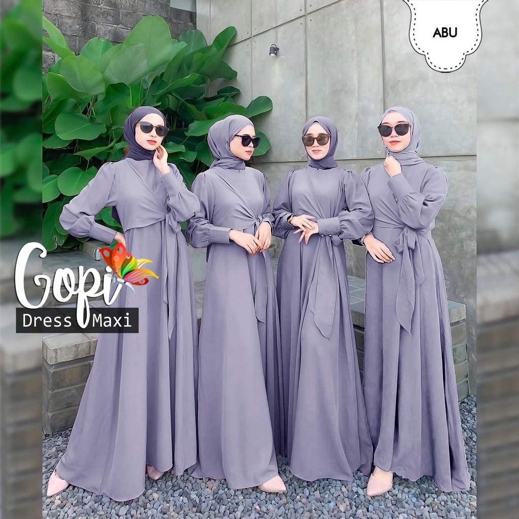 MAXI DRESS GOPI POLOS mF / BUSANA KONDANGAN WANITA / BAJU PESTA