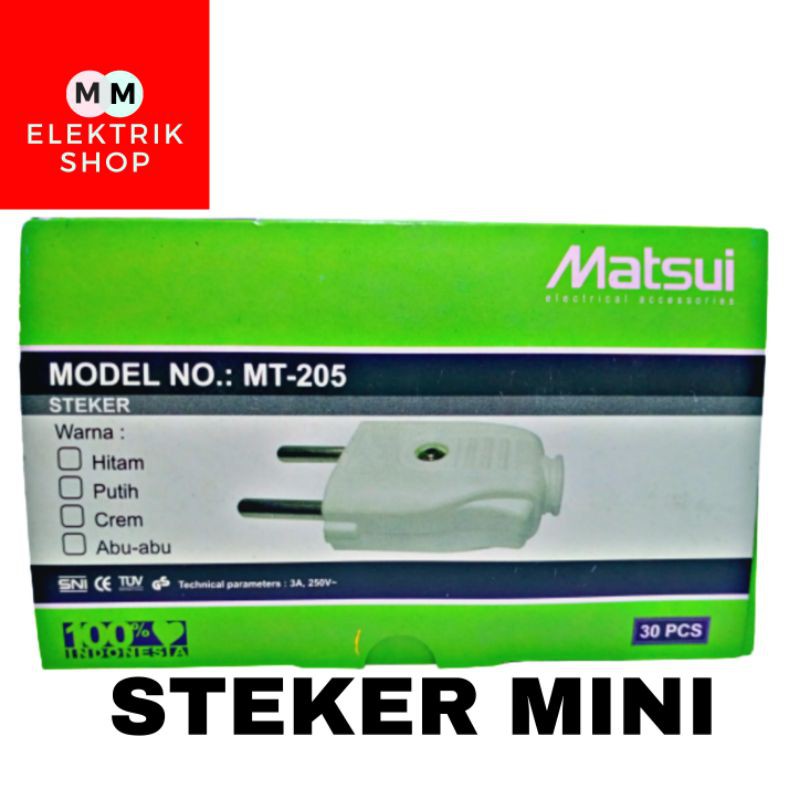 MATSUI Steker Gepeng Colokan Gepeng Mini Putih  MT-205 Kuningan Best Seller MATSUI