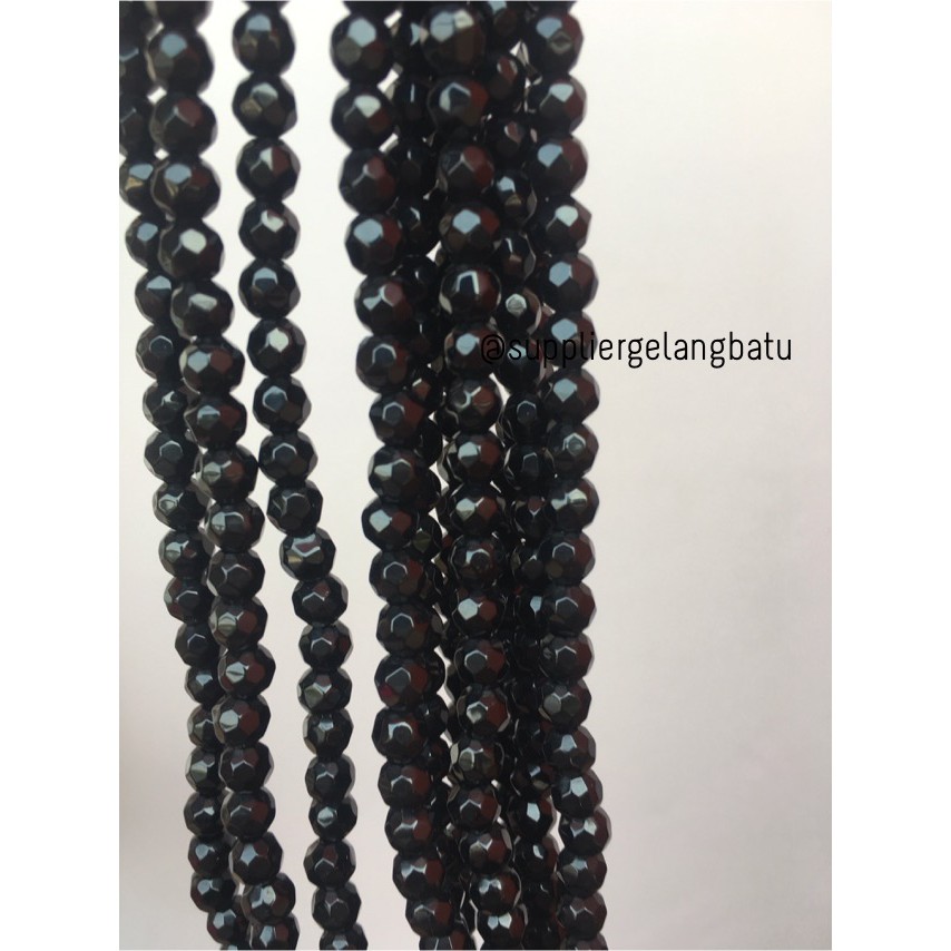 kristal bola dunia cutting 6mm HITAM ceko bulat craft manik beading aksesoris craft supplier fashion