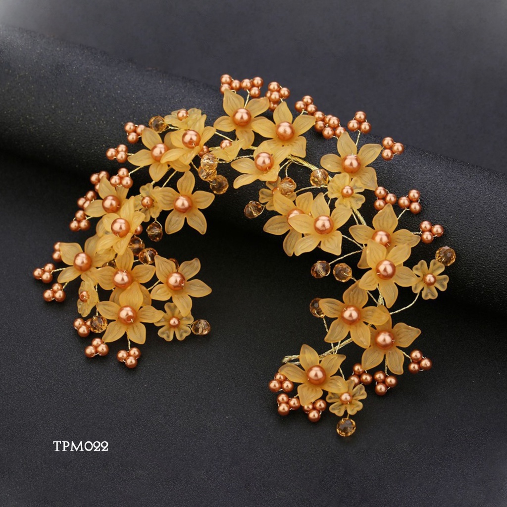 [PRODUK TERLARIS] TIARA PENGANTIN PESTA MODERN BUNGA SIMPLE WEDDING BUNGA EMAS TPM022