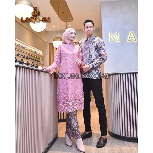 Setelan Kebaya Tunik Batik Couple Modern Terbaru Outfit Pasangan Kondangan Wisuda By Laquse_kebaya2