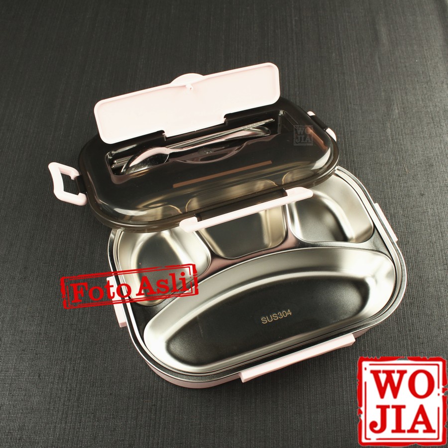 Kotak Makan Stainless 4 Sekat Tempat Bekal Siang Tahan Panas Lunch Box