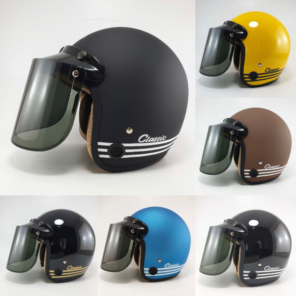  Helm  Bogo Classic Garis Dewasa Pria Wanita Kekinian  Kaca 