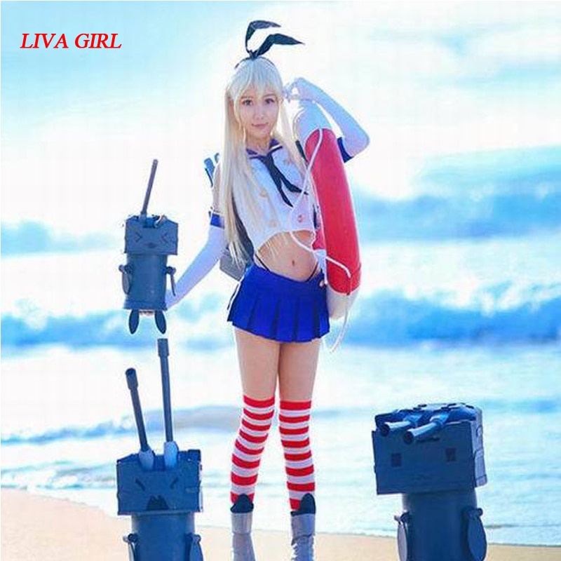 PREORDER Anime Kantai Collection Shimakaze Uniforms Cosplay Costume Free Shipping+Socks+gloves
