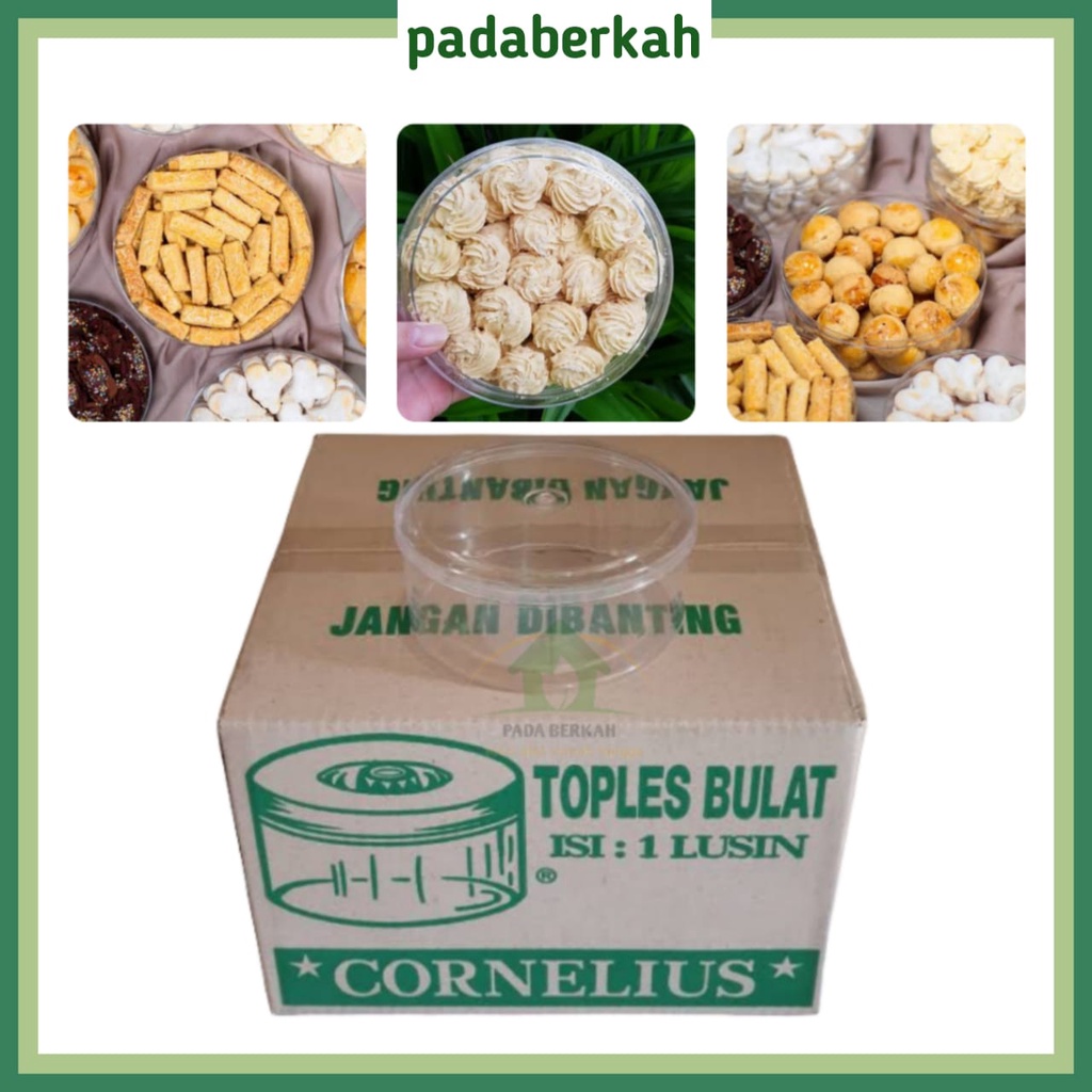 Toples Kue Kering Nastar Bulat Plastik Cornelius / 12 Pcs Toples Nastar Kue Lebaran / Toples Corneli