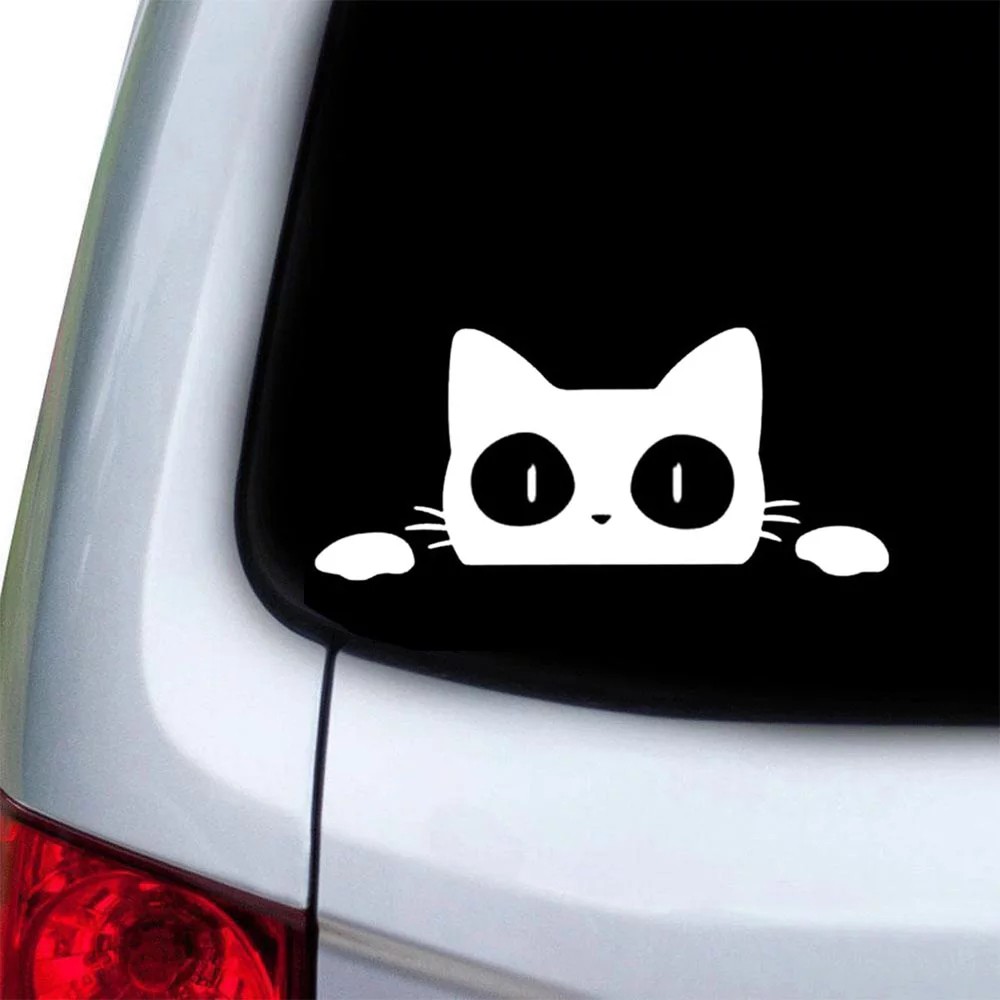 Stiker Motif Kartun Kucing Mengintip Warna-Warni Ukuran 14cmx6.2cm Untuk Dekorasi Mobil