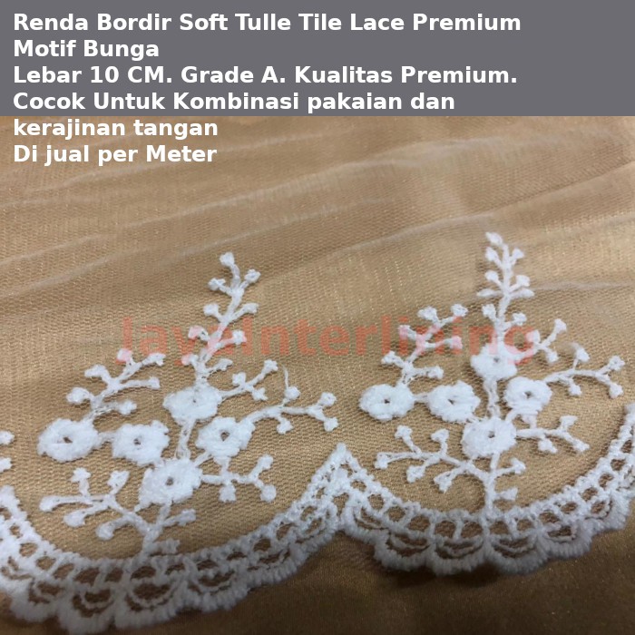 Kain Renda Bordir Soft Tulle Tile Lace Giper Gyper Premium