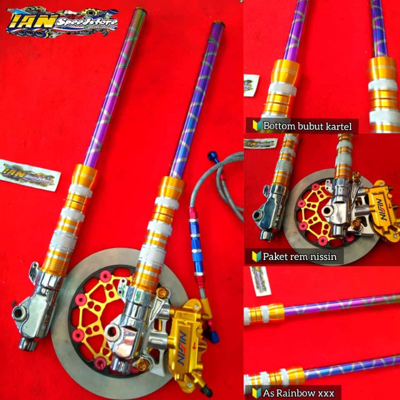 paket as 26 rainbow bottom bubut+paket pengereman nissin +Piringan nissin