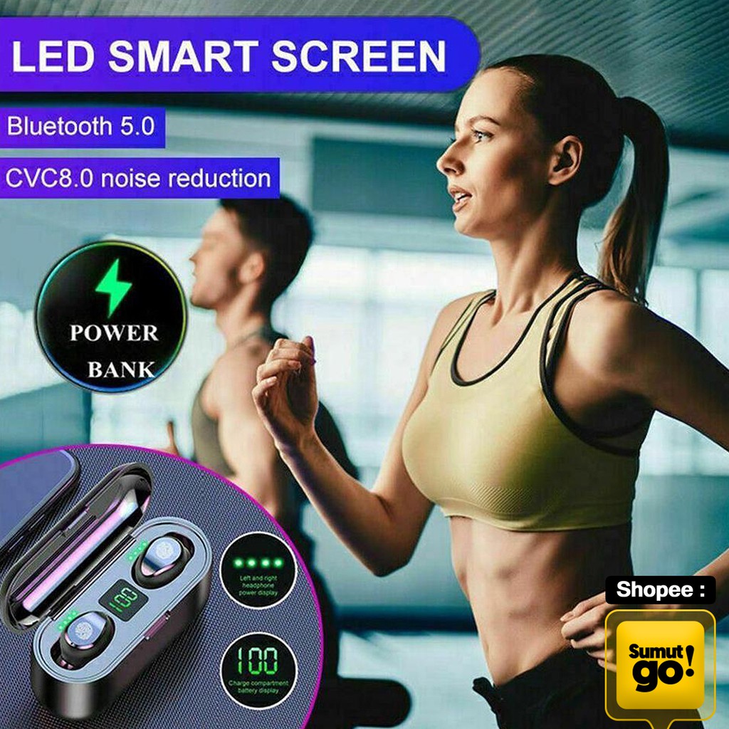 [Original] TWS F9 Earphone Bluetooth 5.0 / Headset Wireless Stereo HiFi / Earbuds Waterproof / untuk Android ios / Produk Asli-1