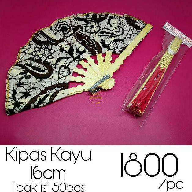 Souvenir Pernikahan Kipas Kayu 16cm isi 50pcs