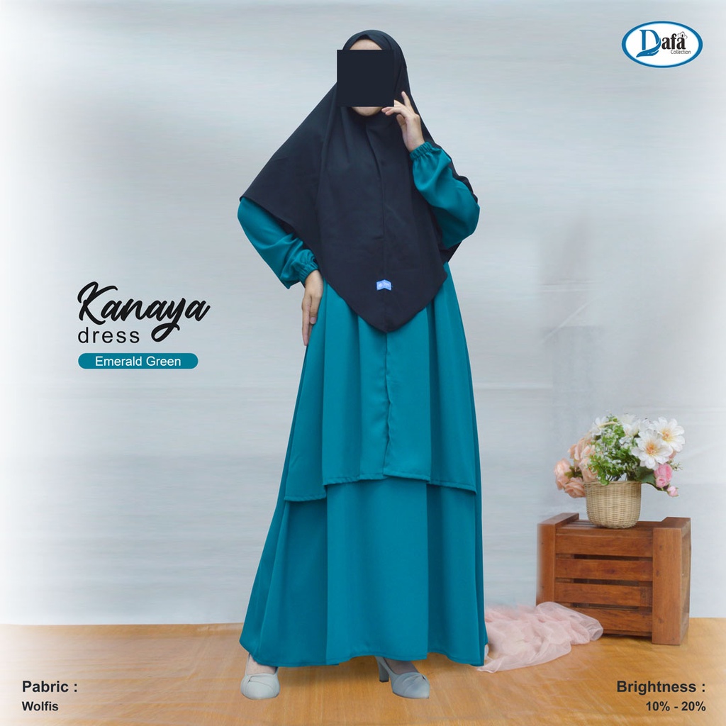 Gamis Syari Polos Dress Muslim Wanita Terbaru Kanaya by Dafa Collection