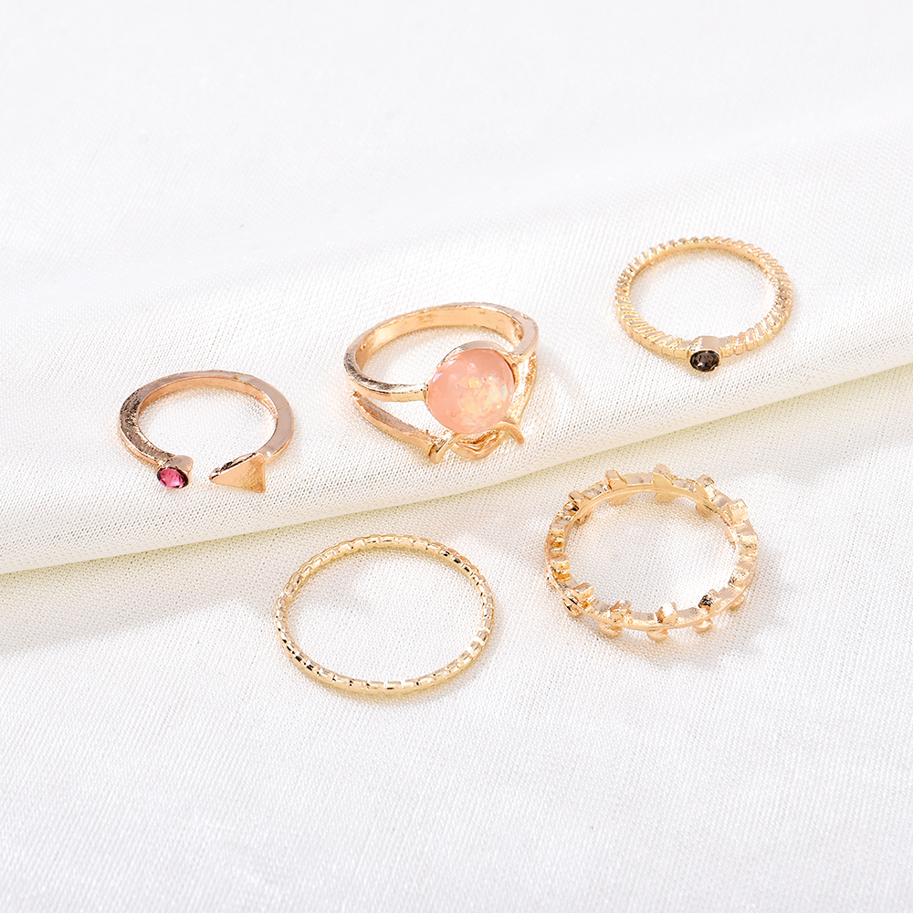 [5Pcs] Cincin Sendi Jari/Knuckle Wanita Bentuk Segitiga Warna