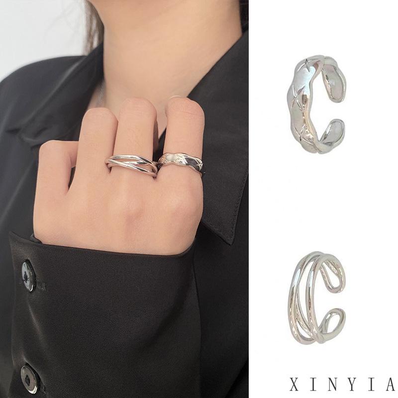 【COD】Cincin Pasangan Model Terbuka Bahan Stainless Steel Gaya Korea Untuk Pria Dan Wanita Adjustable Untuk