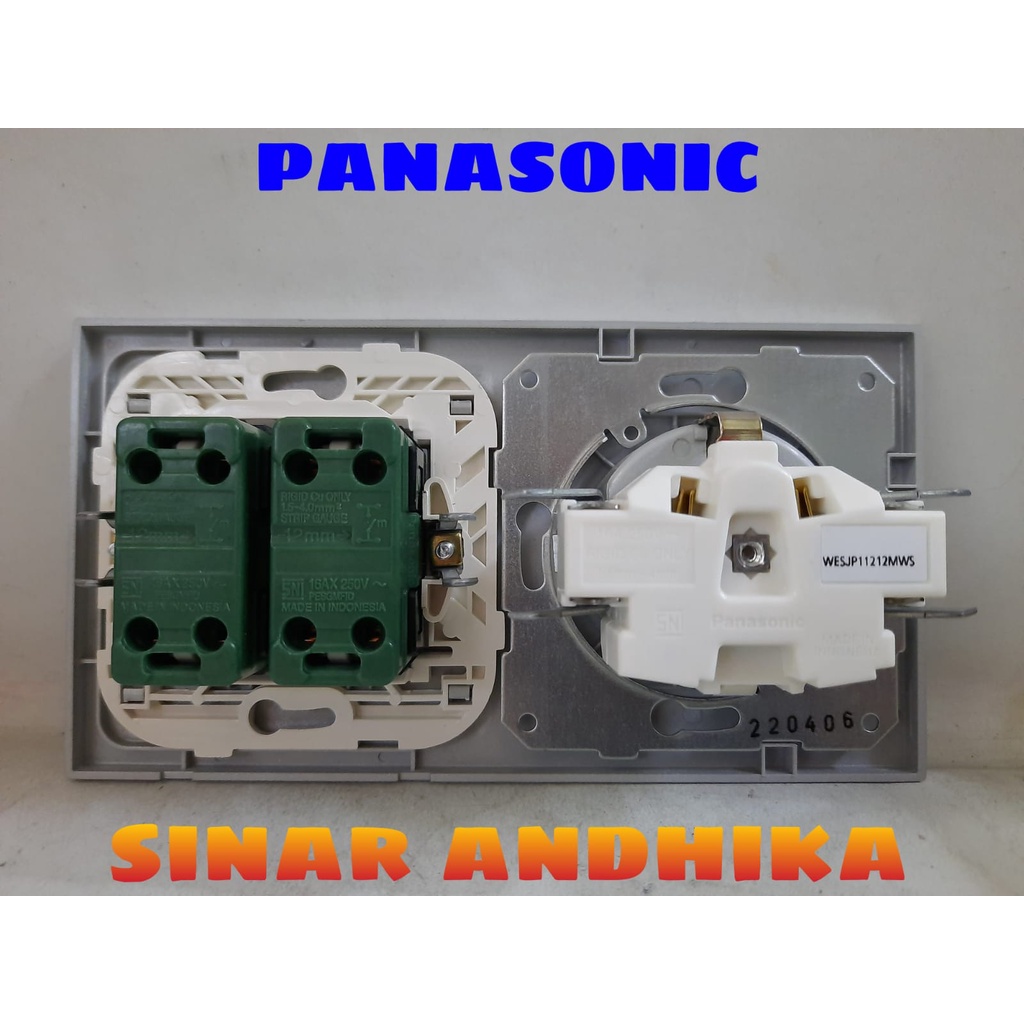 STOP KONTAK + SAKLAR SERI KECIL INDIKATOR SILVER PANASONIC WESJP 11212MWS+WESJ 5571MWS