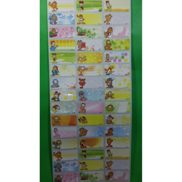 

GARFIELD Stiker label nama waterproof anti air murah